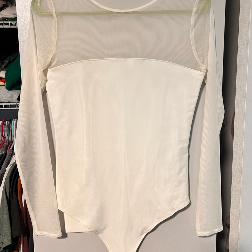 Abercrombie & Fitch Cream Sheer Bodysuit